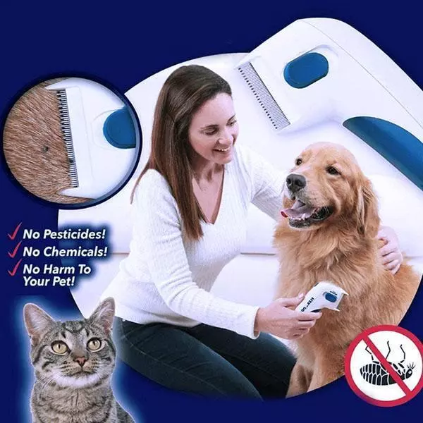 Electric Flea Lice Zapper Remover Pet Hair Comb Brush Cat Dog Cleaning Tool