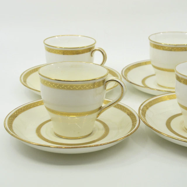 G8338 by MINTON for TIFFANY Gold Encrusted 6 Demitasse Cups & Saucers Set FLAWS 2