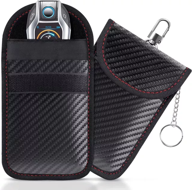 2x Autoschlüssel Signalblocker Etui Faraday Käfig Anhänger Tasche schlüssellos RFID Sperrtasche. 2