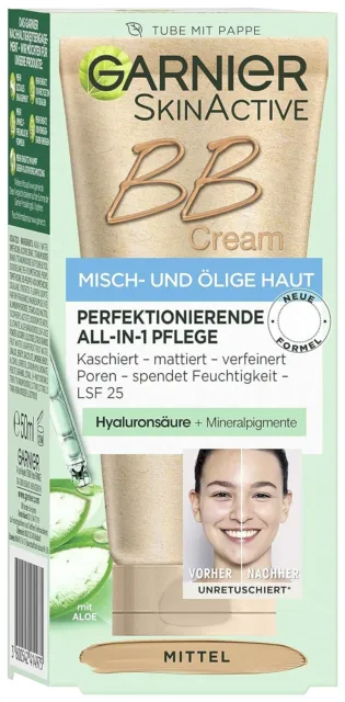 Garnier BB Cream All In 1 Pflege Skin Active Matt Effekt Mittel, 50ml
