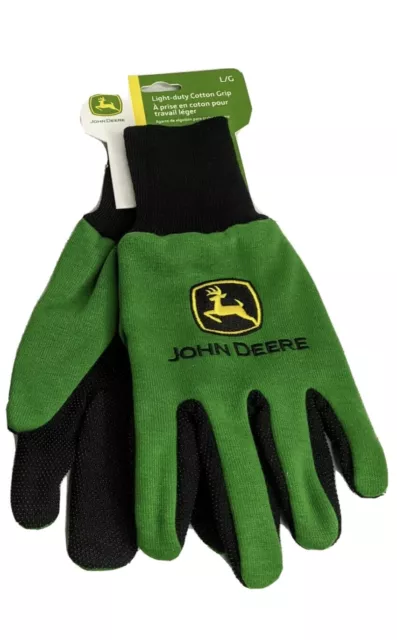 NEW 2 Pair Lot John Deere Light-Duty Cotton Grip Gloves Gardening - Adult LG