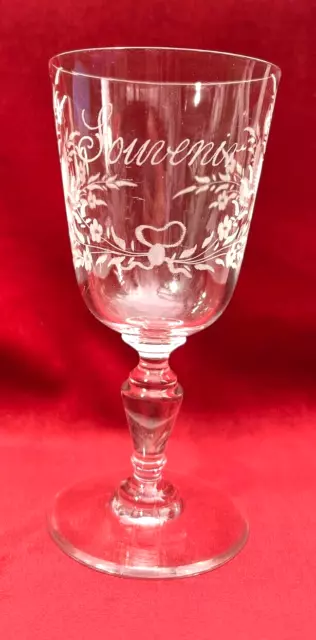 Sevres Choisy Verre A Eau Cristal Souvenir Communion Gravé Monogramme Fleurs Al