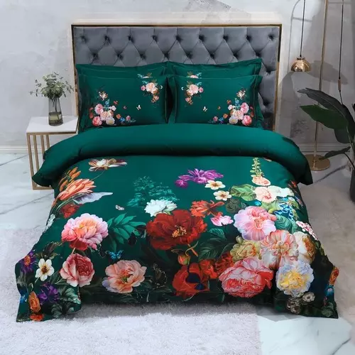 Luxury Egyptian Cotton Vintage Bedding Set Blooming Flower Printed Bedding Cover