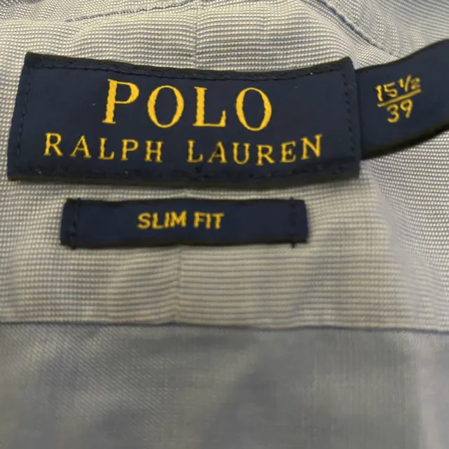 Gents Shirt 15.5” Blue POLO RALPH LAUREN Designer 100% Cotton Smart Slim Fit