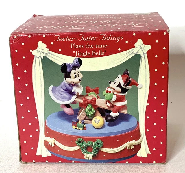 Vintage Enesco rare mickey & minnie teeter totter figure musical