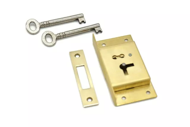 Half Mortise Lock Chest Trunk Large Box Lock Solid Brass Cabinet Lock 2 Keys