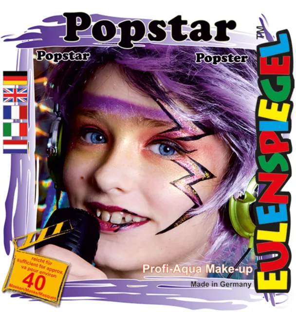 Eulenspiegel Set Tema Popstar, Schmink-Set Con Schmink-Anleitung Y 1 Pincel