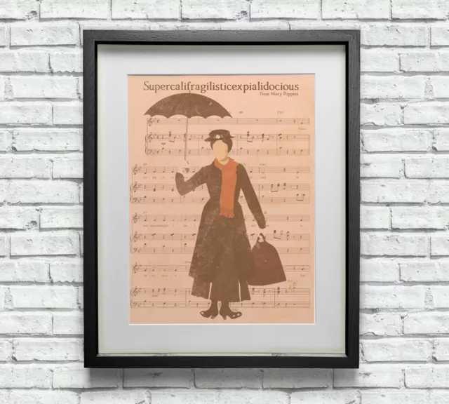 Mary Poppins Supercalifragilisticexpialidocious Sheet Music Print Original Art