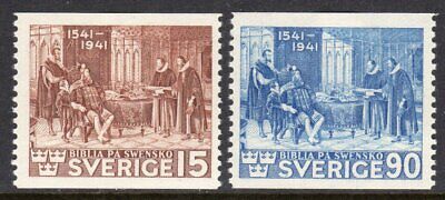 Sweden Scott # 317-18 VF Unused 1941 15 & 90 Öre 1st Swedish Bible Coil Set