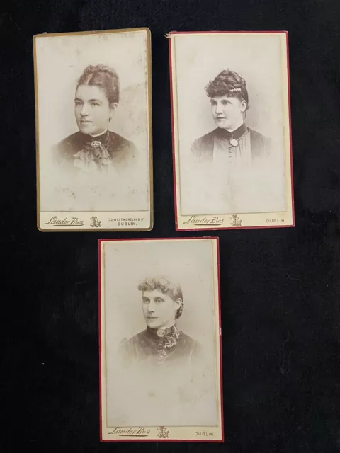 3 Antique Small Cabinet Card Photos Of Ladies Dublin Ireland