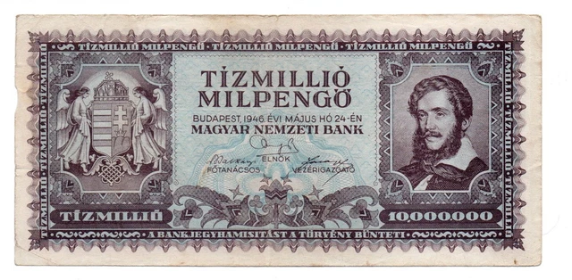Hungary 10 million milpengo 1946 / very fine banknote (VF) / P-129