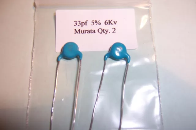 33pF 6Kv 6000Volt 5% ceramic capacitors New Qty.2  New Murata parts