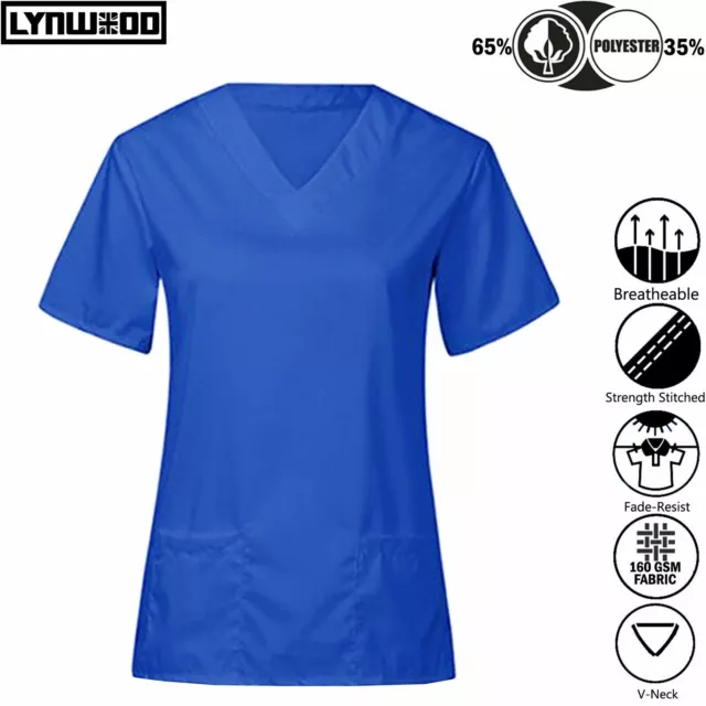 Scrub Medical Uniform Shirt Men Women Tunic Nurse Hospital Work Wear Medical Top