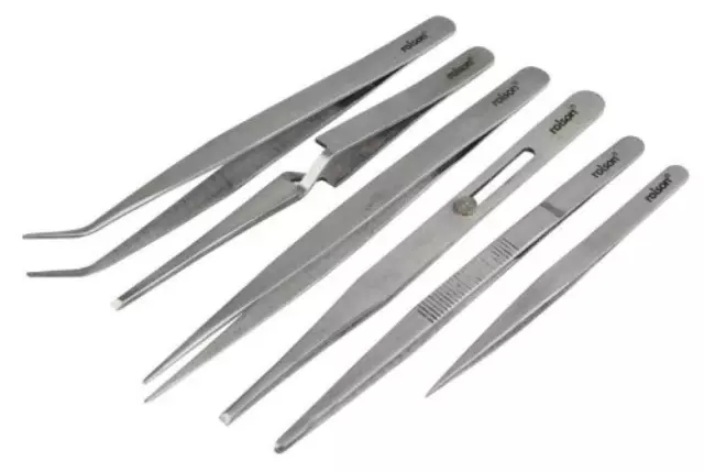 Rolson Tools 59104 - Set di pinzette in acciaio inox, 6 pezzi - NUOVO