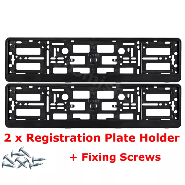 2x Black License Number Plate Holder Surround Frame for Land Rover Car + Screws