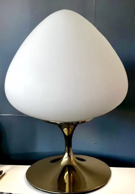 Mid-Century Acorn Mushroom Lamp w/Brushed Brass Base Bill Curry LAUREL Lamp Co.