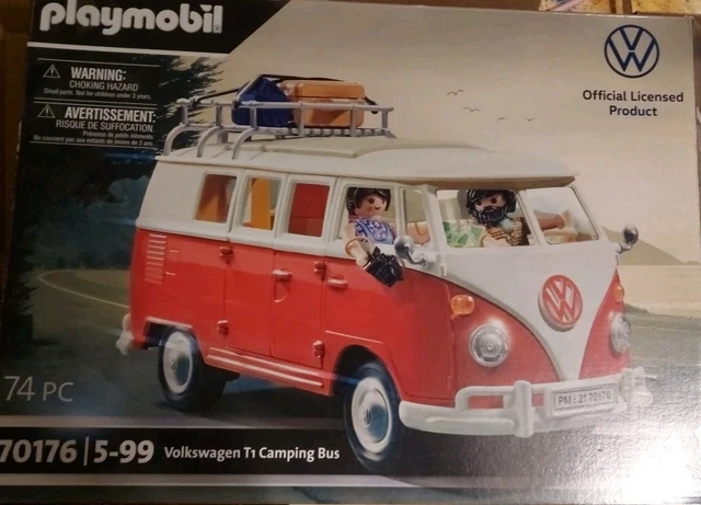 PLAYMOBIL Volkswagen Bulli T1 Camper – Set 74 Pezzi, Scala 1:17, Tetto Removibile, Dettagli Interni, Per Bambini 5+ E Collezionisti