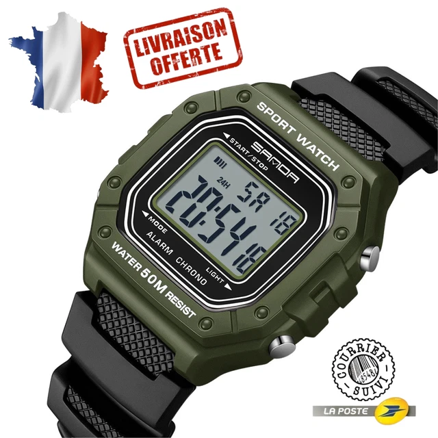 Montre BELLOS PUNK - Cadran Digital - Bracelet Métal Argenté - Style Rock - Occasion
