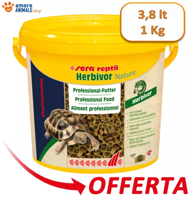 Sera Reptil Herbivor Nature 3,8 litri (1 Kg) - Mangime per Rettili Erbivori