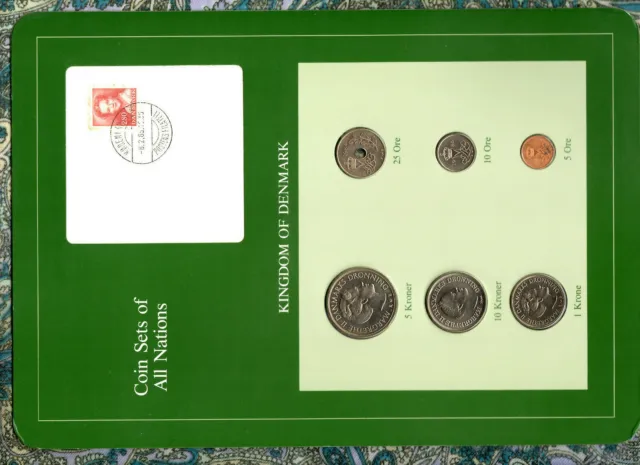 Coin Sets of All Nations Denmark UNC 1,5,10 Kroner 10,5 Ore 1986 25 Ore 1984