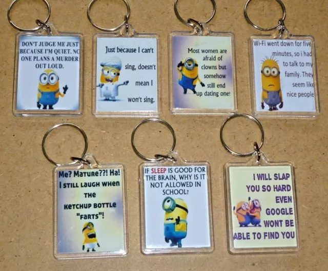 Great Minions Quotes Keyrings. Novelty. Great Gift. Free P&P. Many Designs(1)