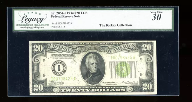 DBR 1934 $20 LGS FRN Minneapolis Fr. 2054-Ilgs Legacy 30 Serial I00798425A