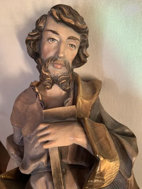 Heiligenfigur Josef Joseph Heiliger Holz Geschnitzt Holzschnitzerei Krippenfigur