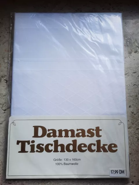 Damast Tischdecke Tischtuch 100% Baumwolle weiß 130cmx160 NEU&OVP