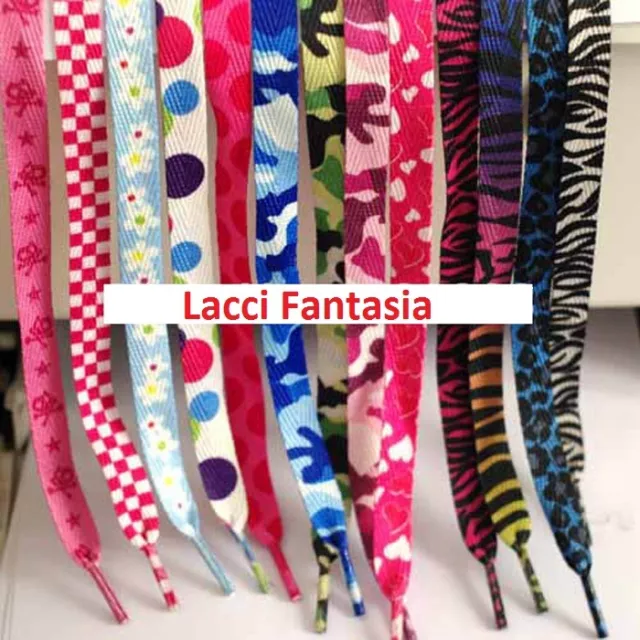 Lacci  Scarpe Colorati Fantasia Piatti, shoelaces flat cm 115 * 1,2