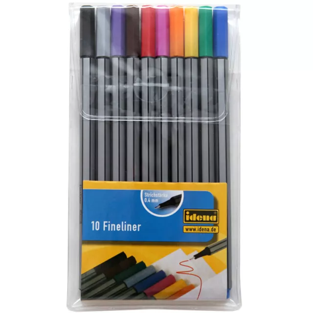 10x FINELINER STIFTE 0,4mm Idena Stift Set Feinliner Tintenschreiber Schule Büro