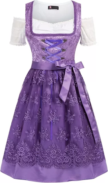 16 XL,May,Trachten,Oktoberfest,Germanfest Dirndl Dress,3-pc,Lilac,Lace Apron