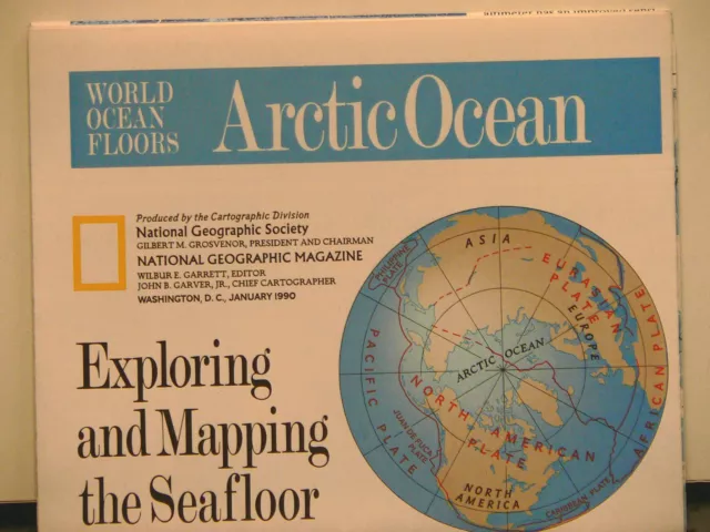 Vintage 1990 National Geographic Map of World Ocean Floors Arctic Ocean