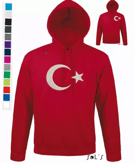 Kapuzen Pullover BESTICKT Türkei Türkiye Istanbul Mond Stern Sweatshirt Pulli