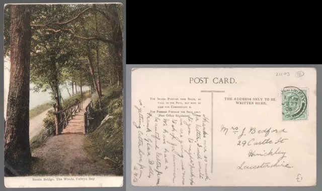 Rustie Bridge, The woods Colwyn Bay Wales Postcard. Posted  1906