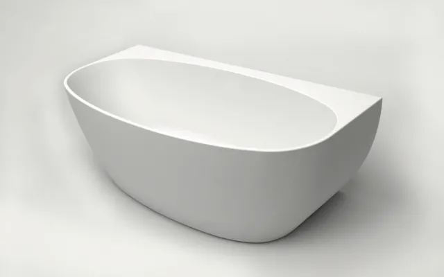 Bathroom Acrylic Free Standing Bath Tub 1500x780x580 Model Carrara Back to Wall
