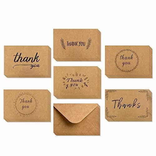 Thank You Cards Multipack, Ohuhu 36 Pack Brown Kraft Paper Thank You Cards Than