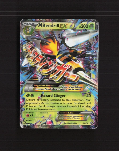 MEGA M BEEDRILL EX XY158 XY Black Star Promo Holo Pokemon Card DMG £13. ...