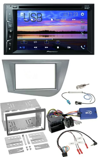Autoradio volante Pioneer Bluetooth 2DIN USB DVD DAB per Seat Leon 2005-2012 sil