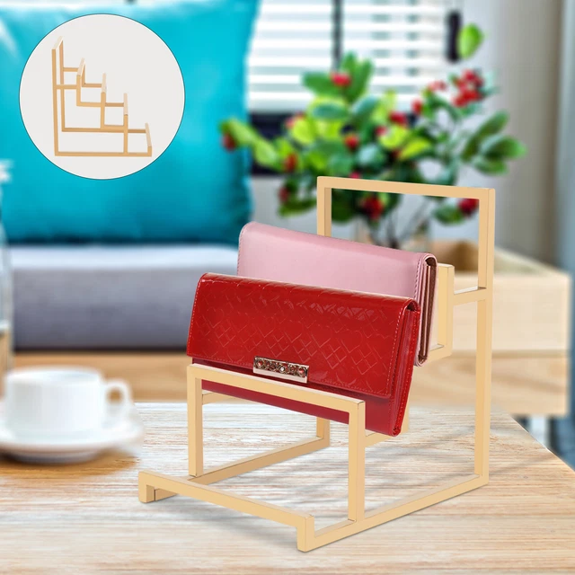 Stainless Steel Wallet Display Stand Holder Jewelry Display Riser Shelf Showcase