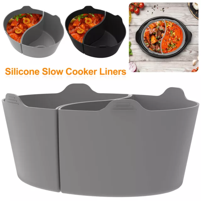 2pcs Set Slow Cooker Liner Set Silicone Divider Insert Replacement Crock 5  6qt Cooking Liner Reusable