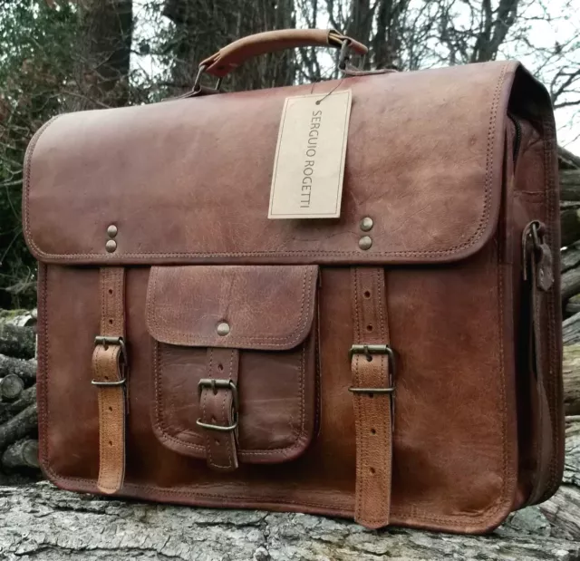 Homme Authentique Vintage Bandoulière Cuir Sacoche Ordinateur Portable Femme Sac