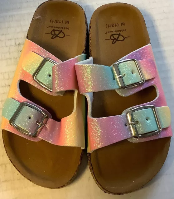 Bobbie Brooks Girls' Double Strap Slides~Medium (13/1)~Multicolor~FREE SHIPPING~