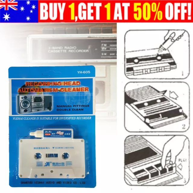 1Set Wet Type Cassette Tape Head Cleaner Demagnetizer Kit Deck Home Audio Player