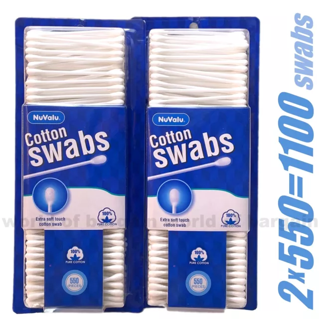 1100 COTTON SWABS Buds Double Tip Ear Cleaning Q Tips Makeup Applicator Flexible