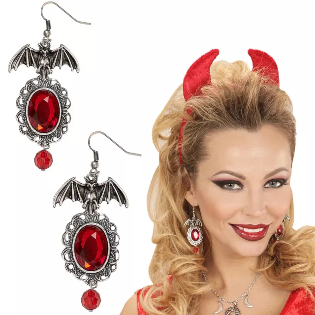 Gothic-Ohrschmuck für Vampir Ladys Ohrhänger Gräfin Dracula Fledermaus Ohrringe