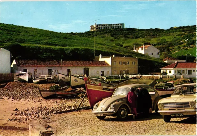 Vintage Unposted Continental Postcard PRAIA DA SALEMA Portugal Vintage Cars