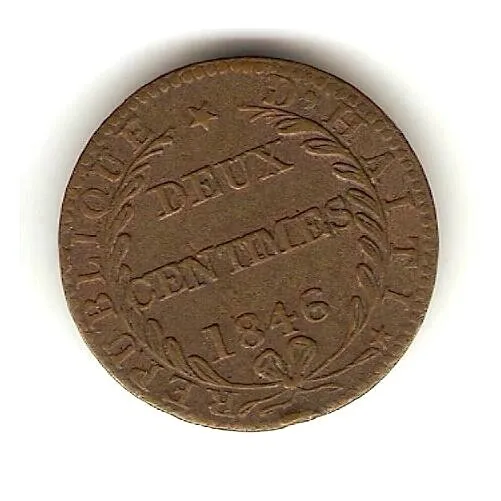 1846 HAITI Coin 2 CENTIMES - Better Grade