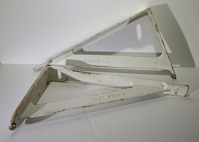 2 LG Vtg Architectural Salvage Cast Iron Industrial Shelf Brackets Legs 20"x 11"