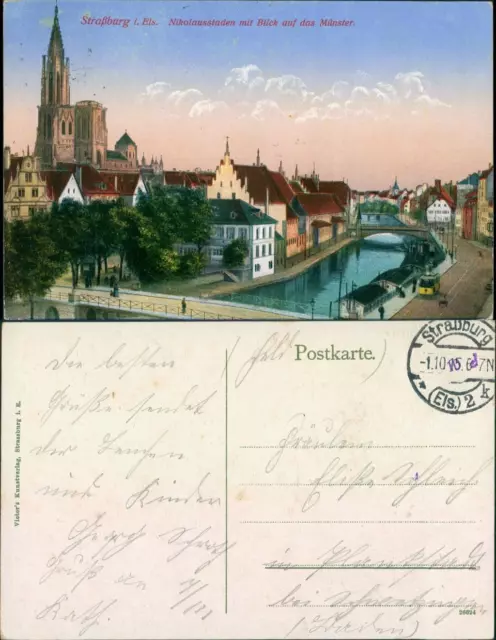 Straßburg Strasbourg Nikolausstaden mit Blick auf das Münster 1915