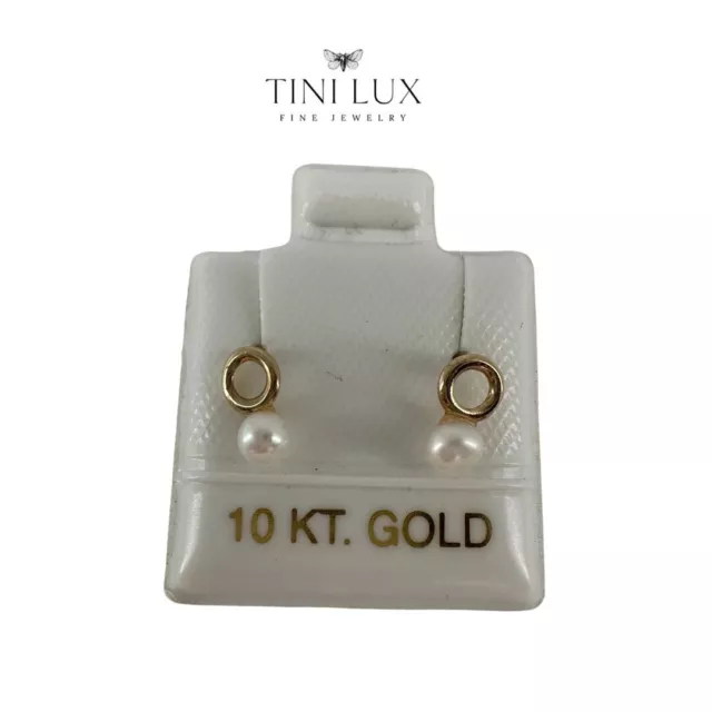 Earrings Studs Yellow Gold 10K Screwback With a Pearl Bead